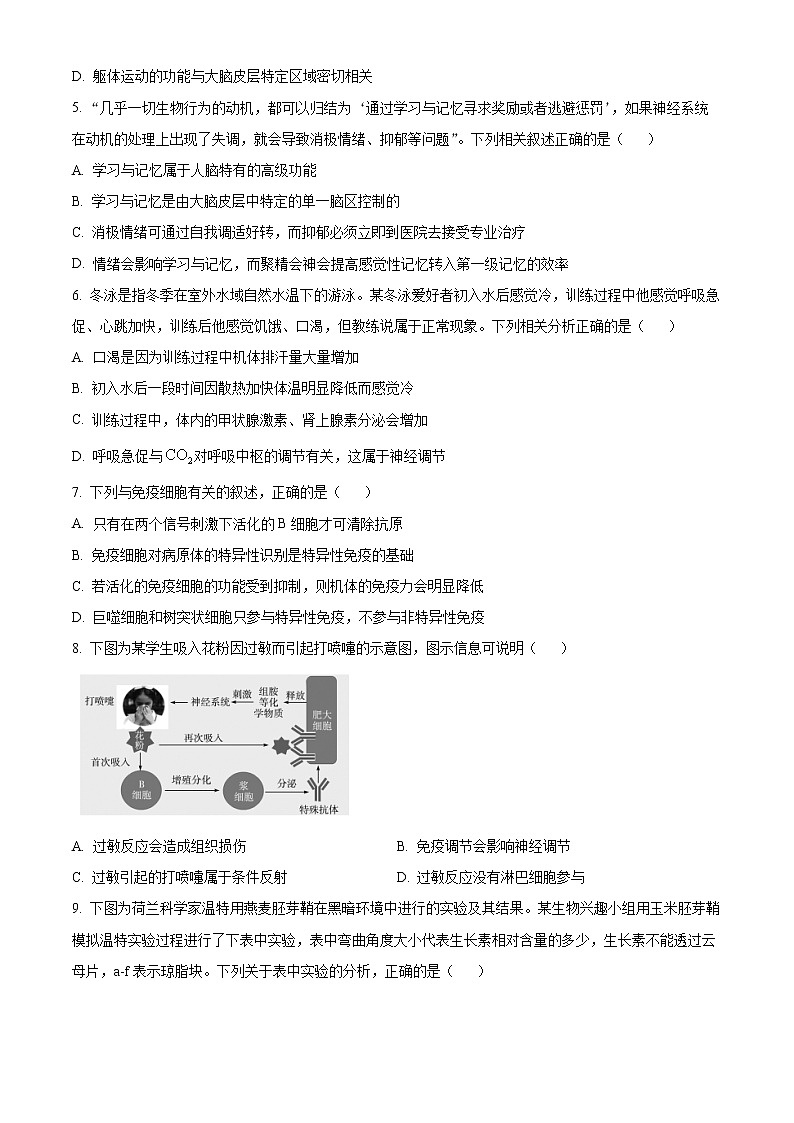 天一大联考皖豫名校联盟2022-2023学年高二上学期阶段测试（二）生物+word版含答案第2页