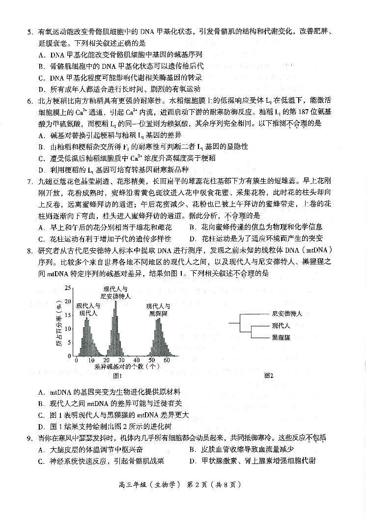 2022-2023学年北京海淀区高三期中生物试题及答案第2页
