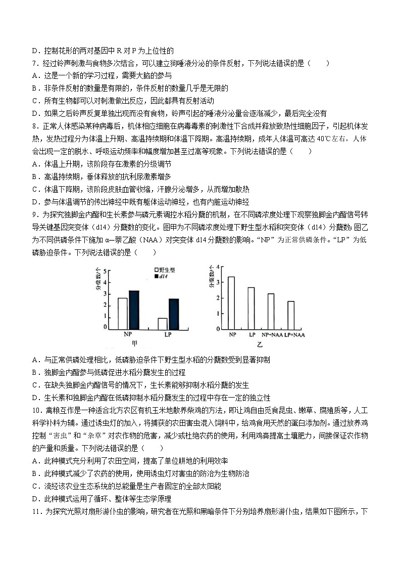 2023济南高三上学期1月期末检测（一模）生物含答案03