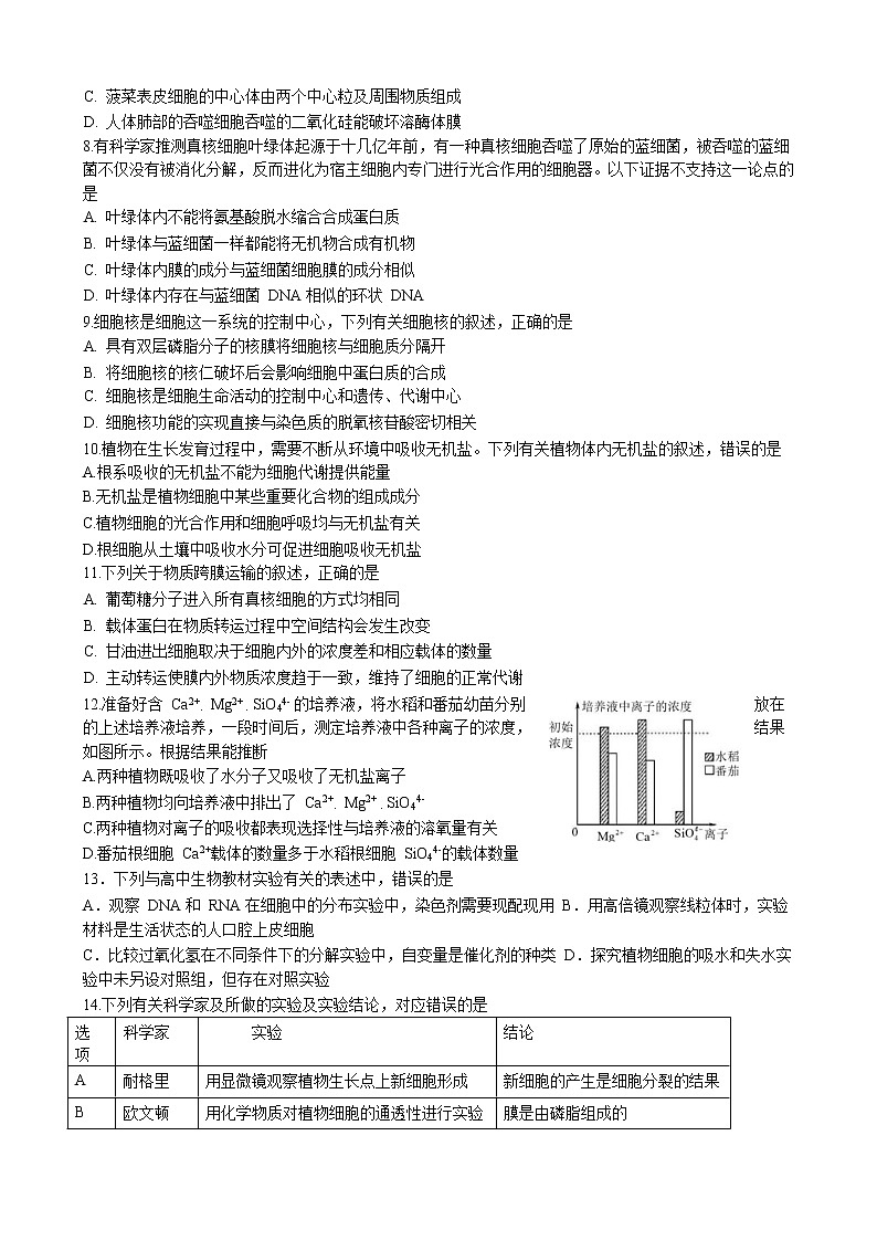 2022-2023学年江西省南昌市第二中学高三上学期第四次考试生物试题含答案第2页