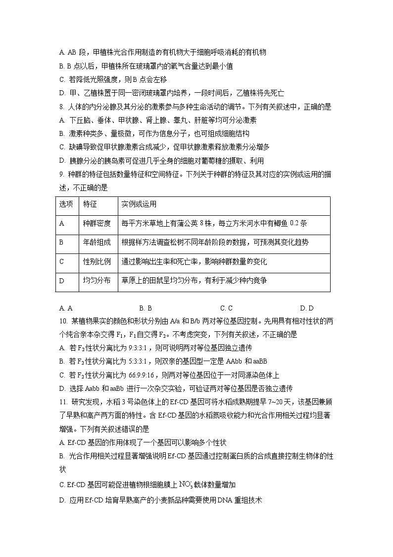 2022届湖南省娄底市高三上学期期末教学质量检测  生物第3页