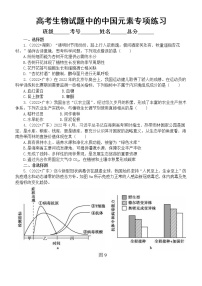 高中生物2022高考试题中的中国元素专项练习（附参考答案）