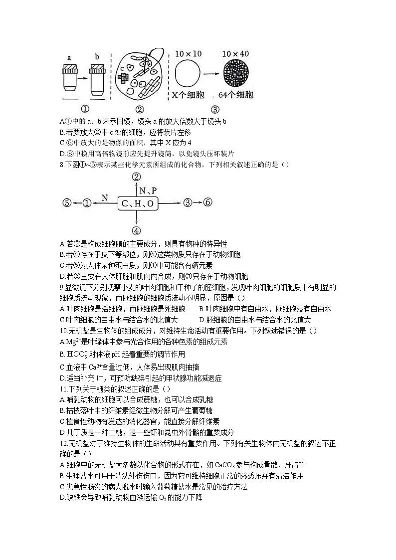 2022-2023学年福建省宁德市一中高一上学期期中模拟生物试题第2页