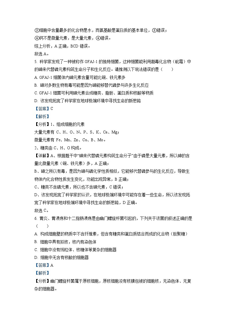 2022-2023学年广东省揭阳市惠来县一中高一上学期期中生物试题（解析版）第3页