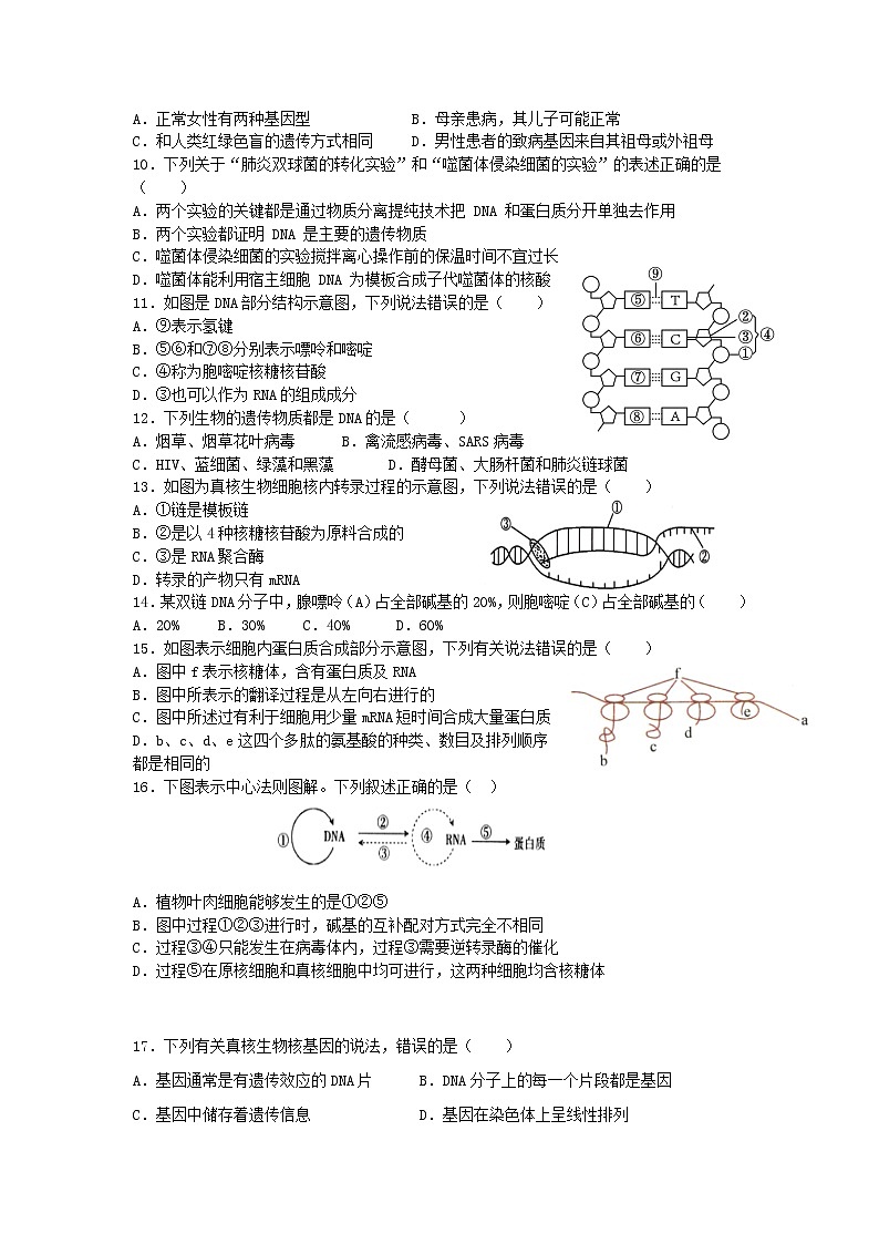 2021-2022学年宁夏回族自治区青铜峡市高级中学等两校高二下学期期中考试生物（理）试题（Word版）02