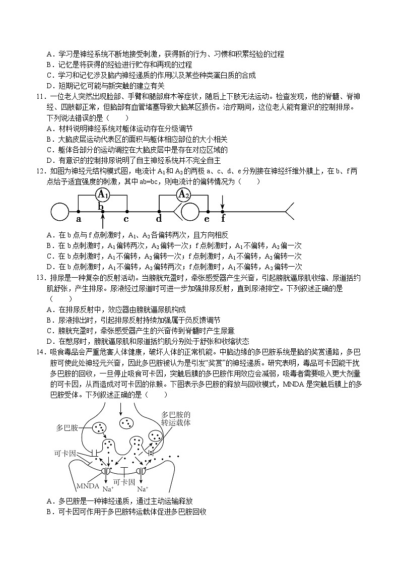 2022-2023学年福建省龙岩第一中学高二上学期第二次月考生物试题  Word版03