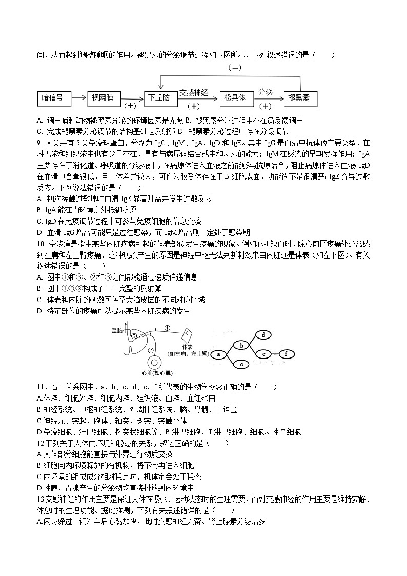 2022-2023学年黑龙江省齐齐哈尔市第一中学等八校联合体高二上学期期中考试生物试题 Word版02