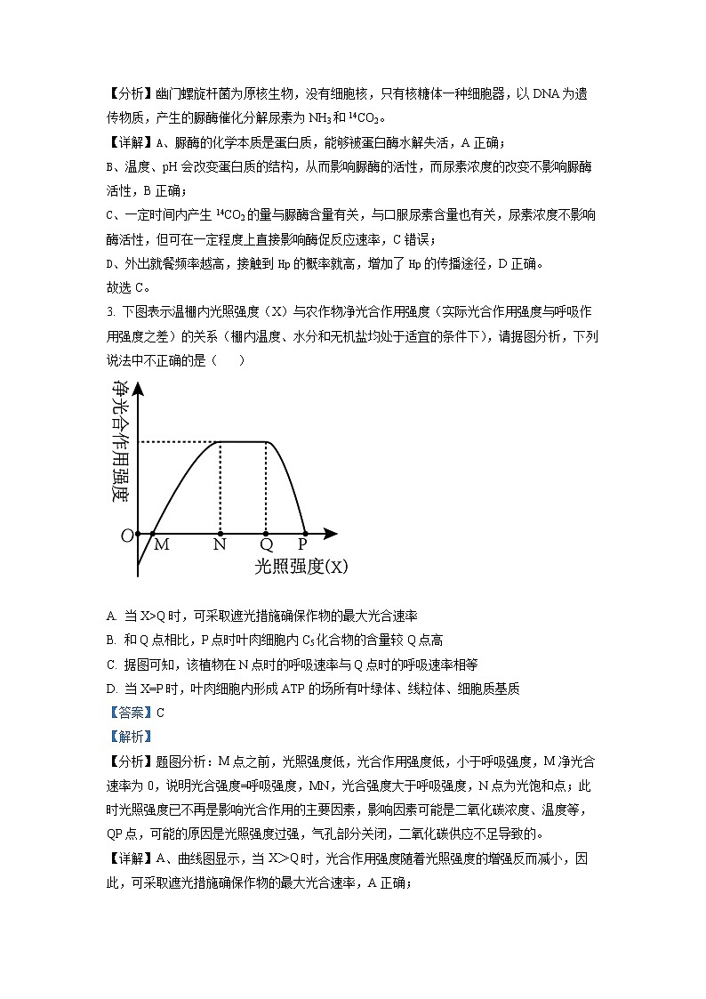 2022-2023学年湖南省长沙市湖南师范大学附属中学高二上学期入学考试生物试题 解析版02