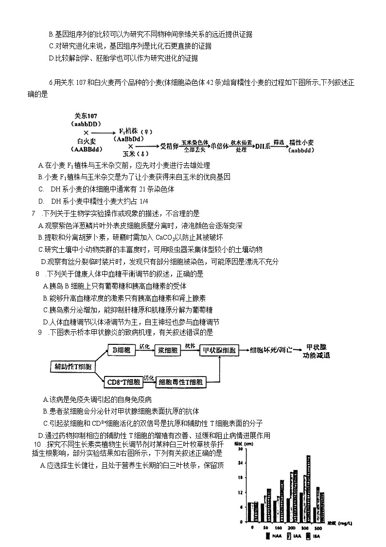 2023苏北四（徐州连云港宿迁淮安）高三上学期第一次调研测试（一模）（1月）生物含答案02