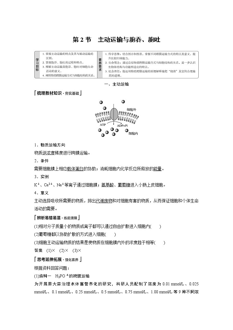 第4章 第2节 主动运输与胞吞、胞吐第1页