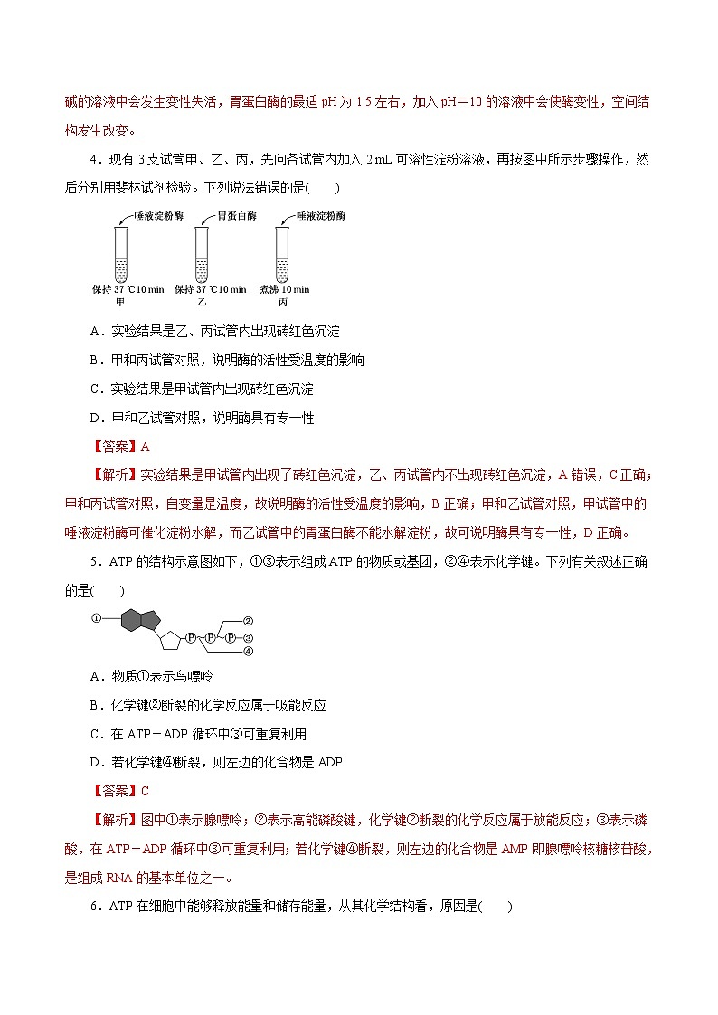 第5章 细胞的能量供应和利用A卷-2020-2021学年高一生物学同步单元AB卷（2019人教版必修1）02