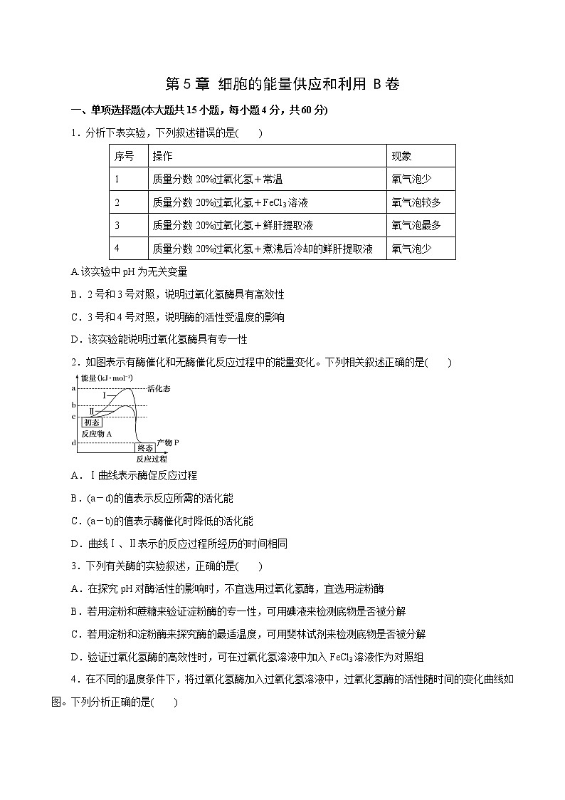 第5章 细胞的能量供应和利用B卷-2020-2021学年高一生物学同步单元AB卷（2019人教版必修1）01