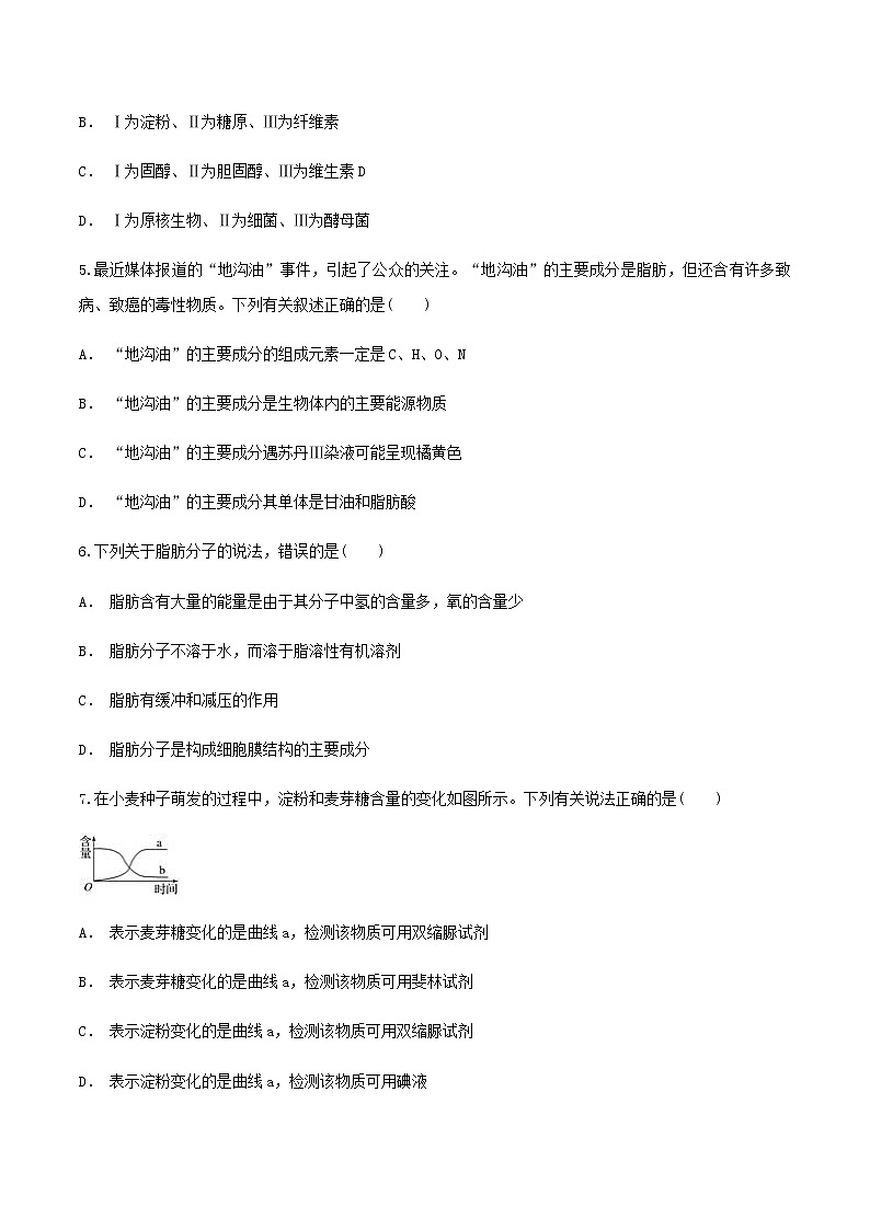 2.3 细胞中的糖类和脂质 同步练习（1）（原卷版）第2页