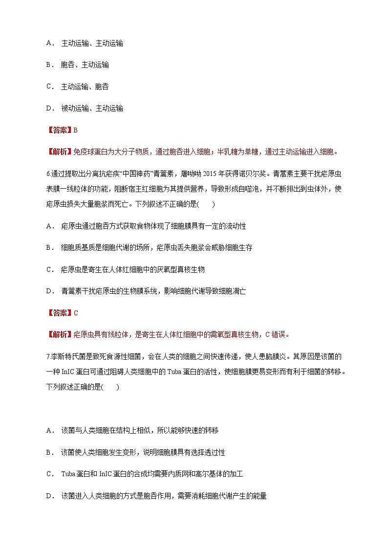 4.2 主动运输与胞吞、胞吐 练习（1）03
