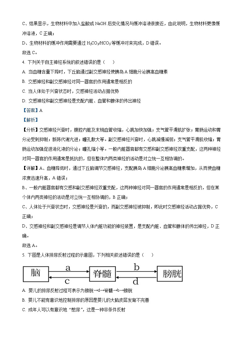 2021-2022学年安徽省宣城市高二上学期期末调研测试生物试题  （解析版）第3页