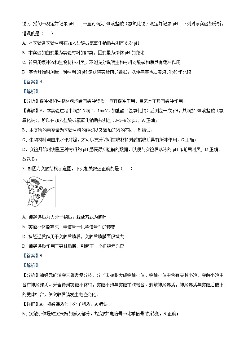 2022-2023学年安徽省合肥市八中高二上学期期末生物试题  （解析版）02