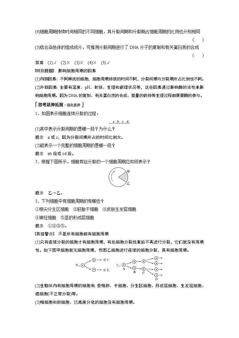第6章 第1节 第1课时 细胞增殖、细胞周期和高等植物细胞的有丝分裂 试卷02