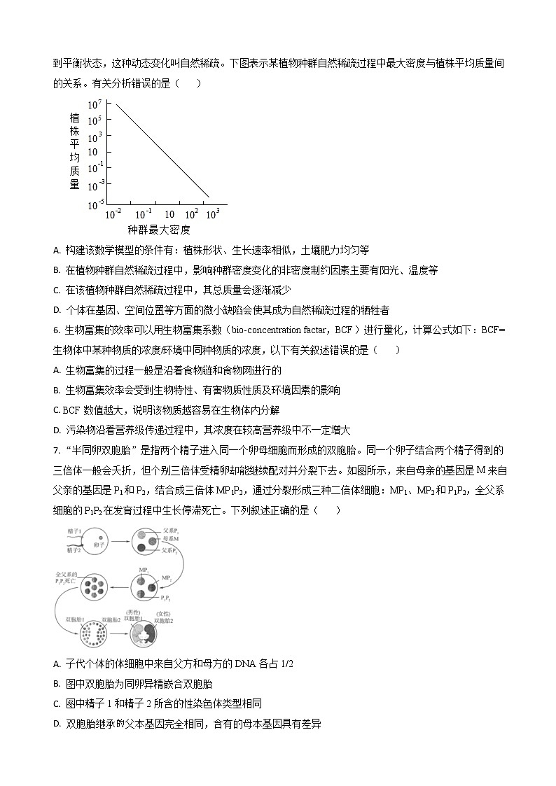 2022-2023学年浙江省慈溪市高三上学期12月适应性考试 生物（解析版）02