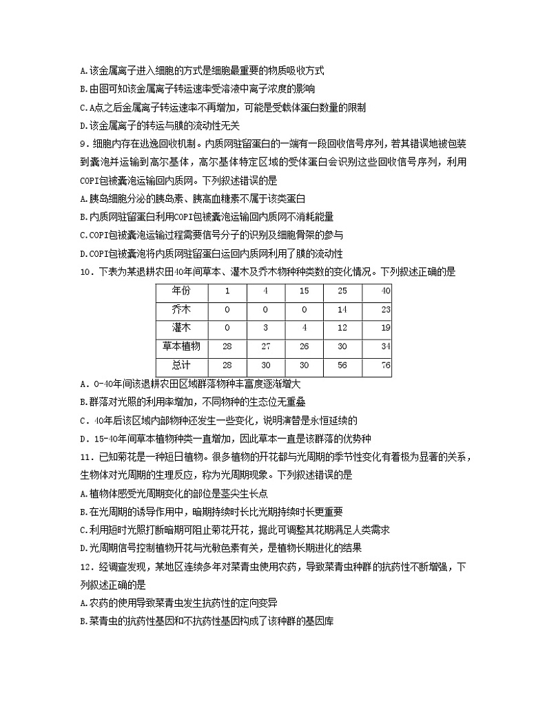 2023届浙江省精诚联盟高三上学期12月高考适应性联考（一模）生物学试题（Word版含解析）第3页