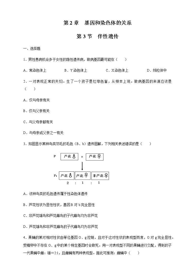 【新教材精创】2.3 伴性遗传 练习（2）（原卷版）第1页