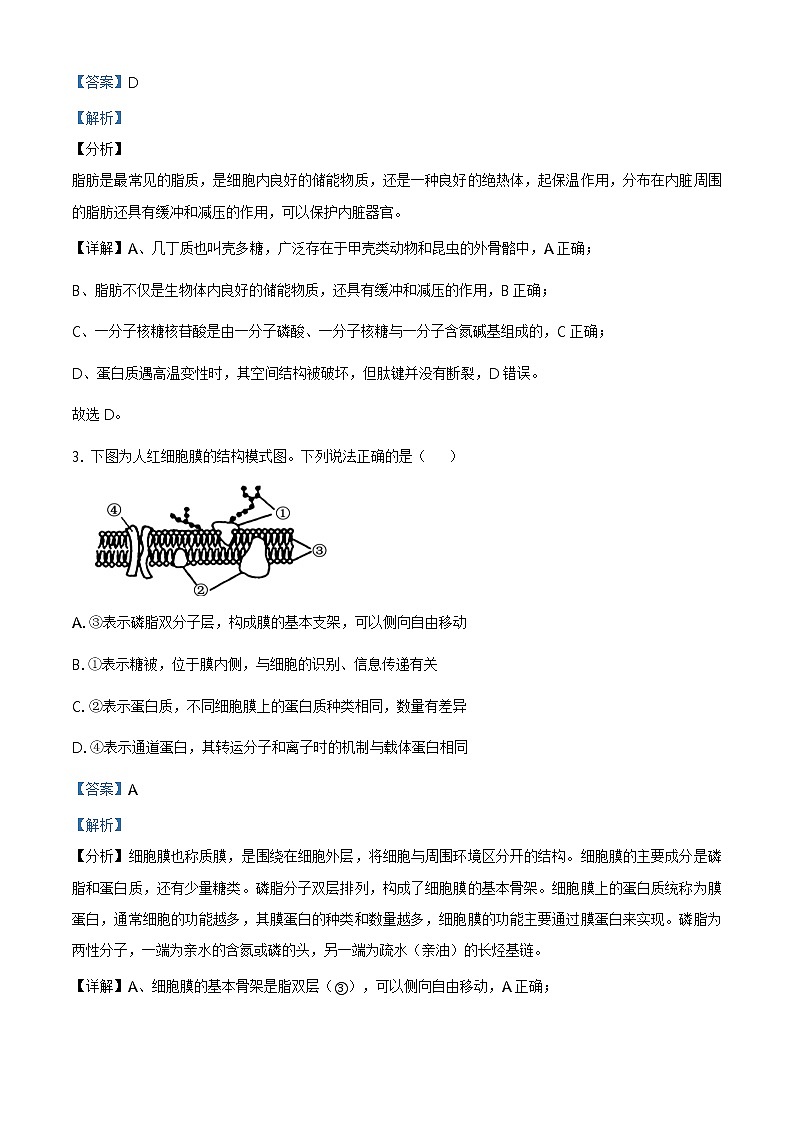 精品解析：山东省枣庄市2019-2020学年高一下学期期末生物试题02