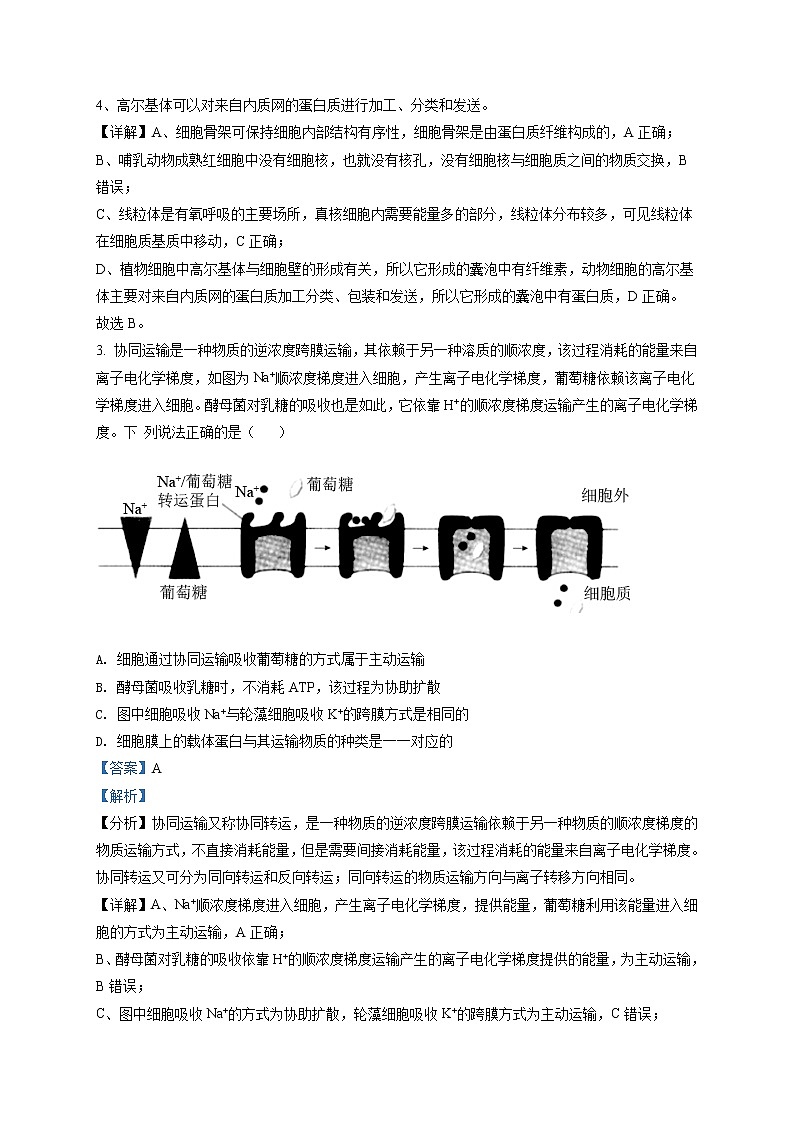 精品解析：辽宁省朝阳市建平县普通高中2020-2021学年高二期末统考生物试题02