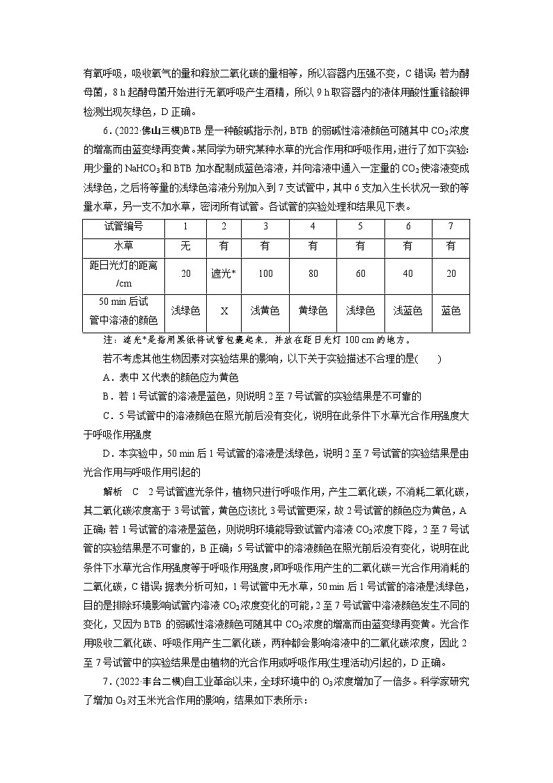 2023届高考生物二轮复习细胞呼吸和光合作用作业含答案第3页