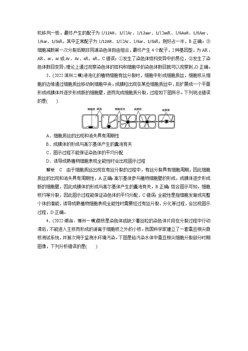 2023届高考生物二轮复习细胞的生命历程作业含答案第2页