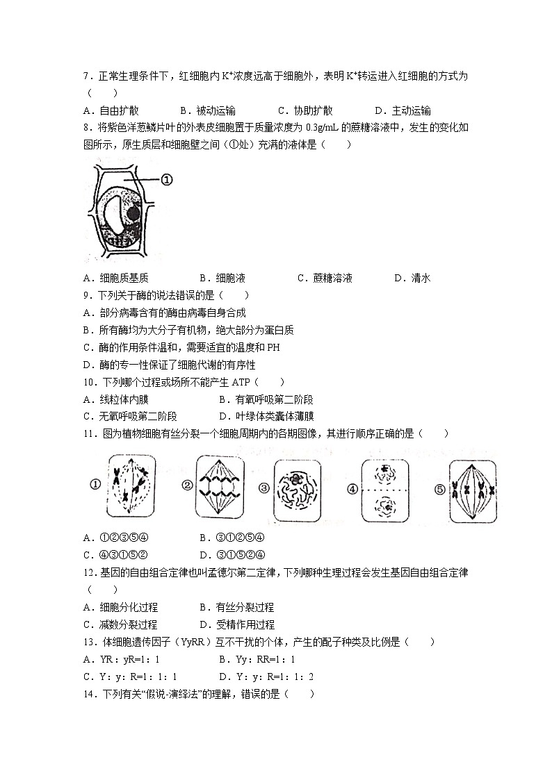 2021-2022学年甘肃省天水市高二下学期6月第一次学考模拟生物试题第2页