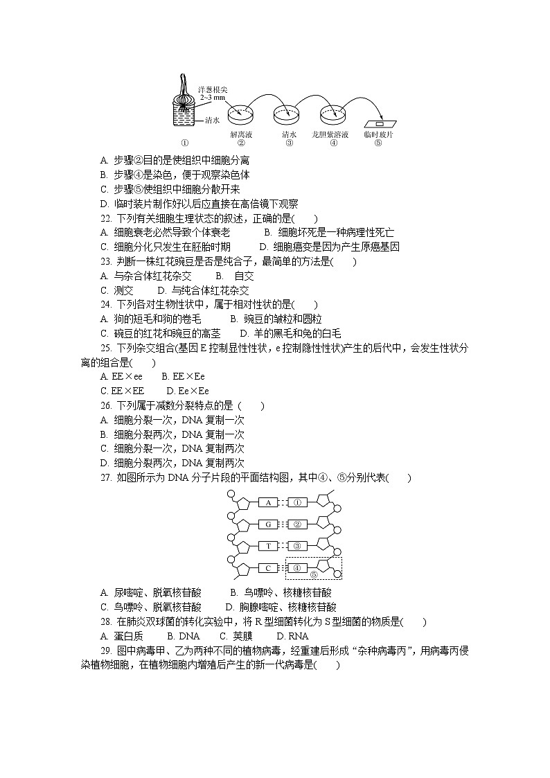 2019-2020学年江苏省扬州市高二学业水平合格性考试模拟试题（12月） 生物 Word版第3页
