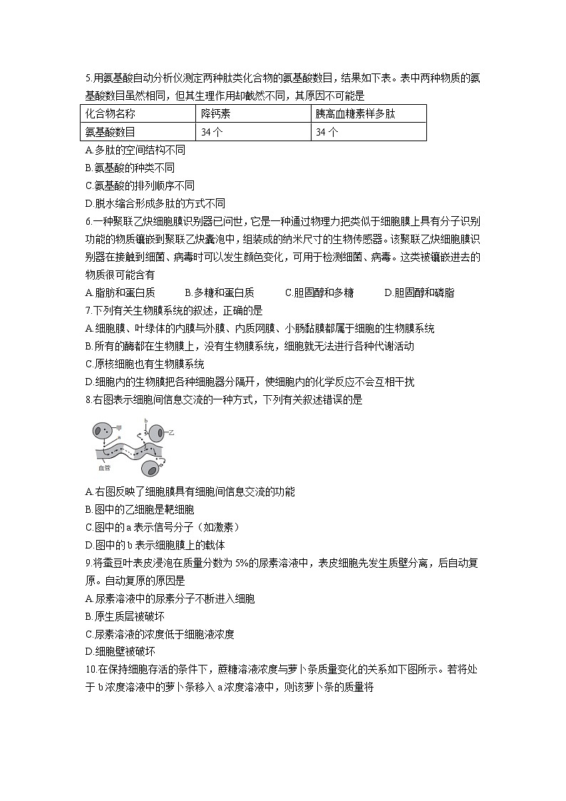 甘肃省张掖市2022-2023学年高一生物上学期12月月考试卷第2页
