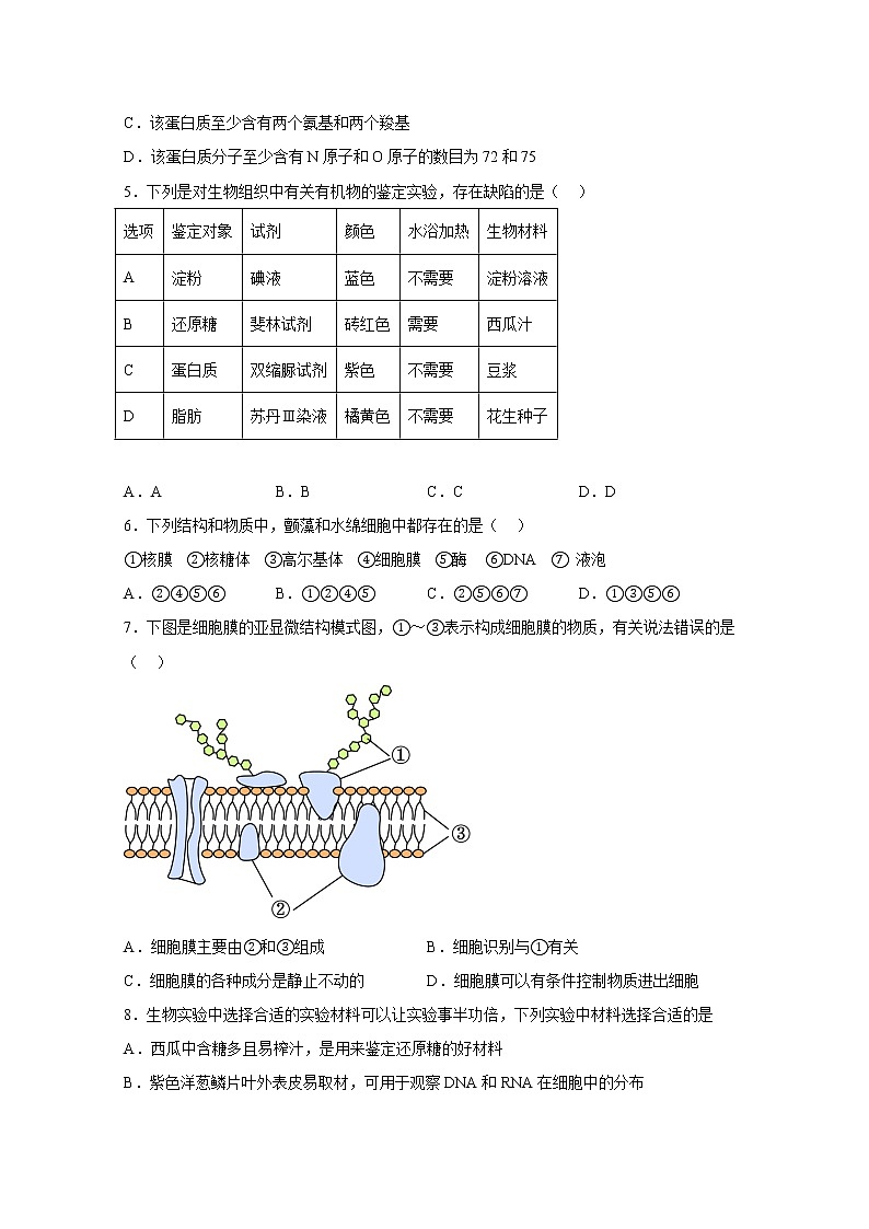西安市高陵区第一中学2022-2023学年高一生物上学期1月期末考试试卷（Word版附答案）第2页