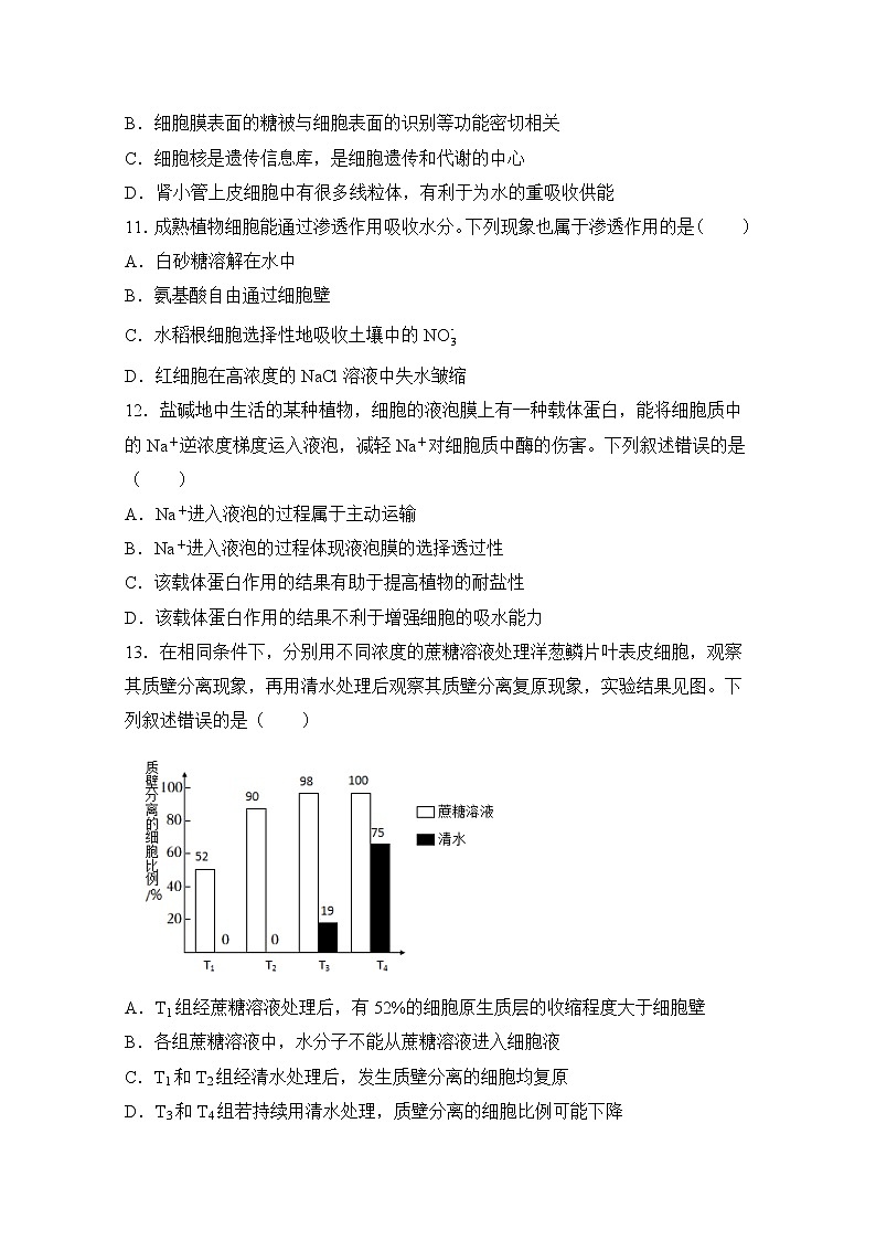 重庆市沙坪坝区重点中学2022-2023学年高一生物上学期期末复习（二）试卷（Word版附解析）03
