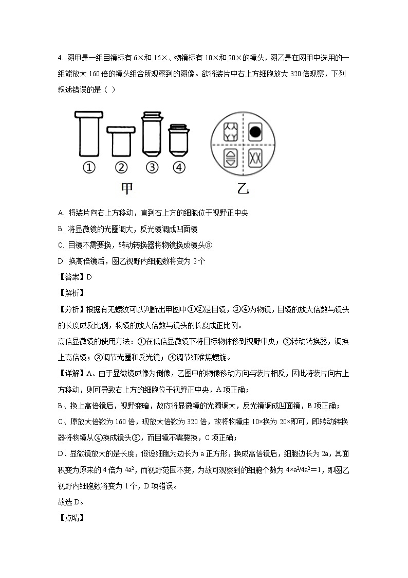 山东省淄博市沂源县第二中学2022-2023学年高一生物上学期期中考试试题（Word版附解析）03