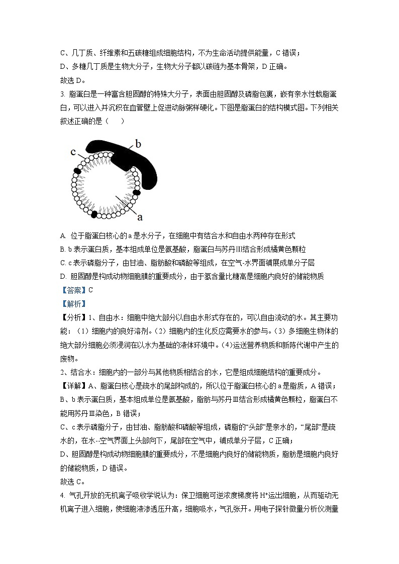 2022-2023学年重庆市南开中学高三上期期末复习题（一）生物含解析02