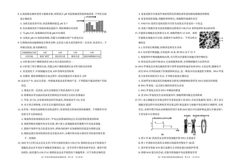 2023届内蒙古自治区呼和浩特市高三上学期质量普查调研考试（一模）生物试题02