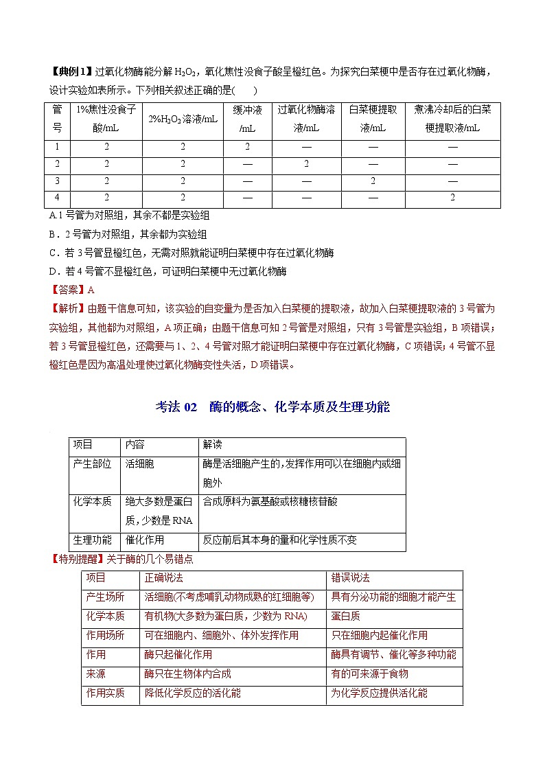 5.1 降低化学反应活化能的酶（第1课时）（学生版）-高一生物同步精品讲义（人教2019必修1）第3页