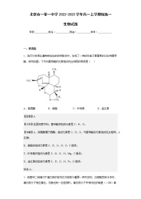 2022-2023学年北京市一零一中学高一上学期统练一生物试题含解析