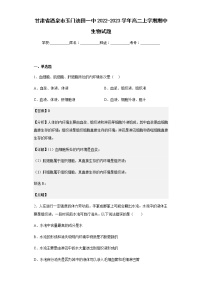 2022-2023学年甘肃省酒泉市玉门油田一中高二上学期期中生物试题含解析