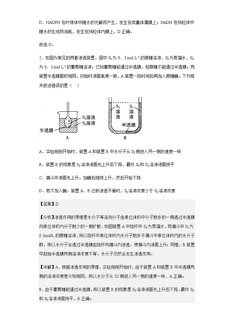 2022-2023学年河北省沧州市任丘市一中高三上学期期中生物试题-含解析03