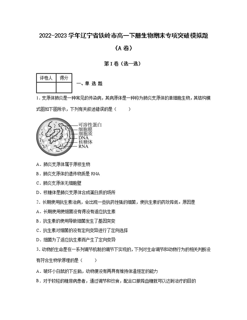 2022-2023学年辽宁省铁岭市高一下册生物期末专项突破模拟题（AB卷）含解析01