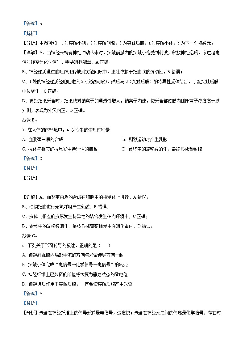 2022-2023学年四川省成都市四川师大附中高二上学期期末调研考试模拟生物试题  （解析版）03