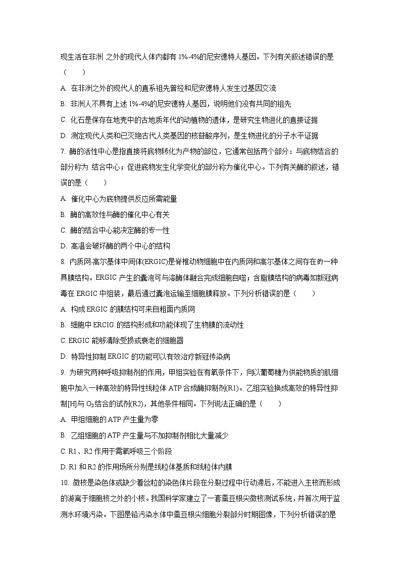 2022-2023学年浙江省北斗星盟高三上学期适应性考试生物试题（解析版）第2页