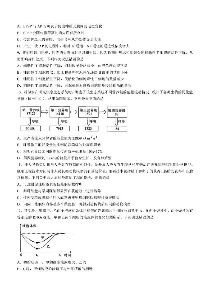2022-2023学年广东省实验中学部分名校高三下学期开学考试生物学试题（PDF版）03
