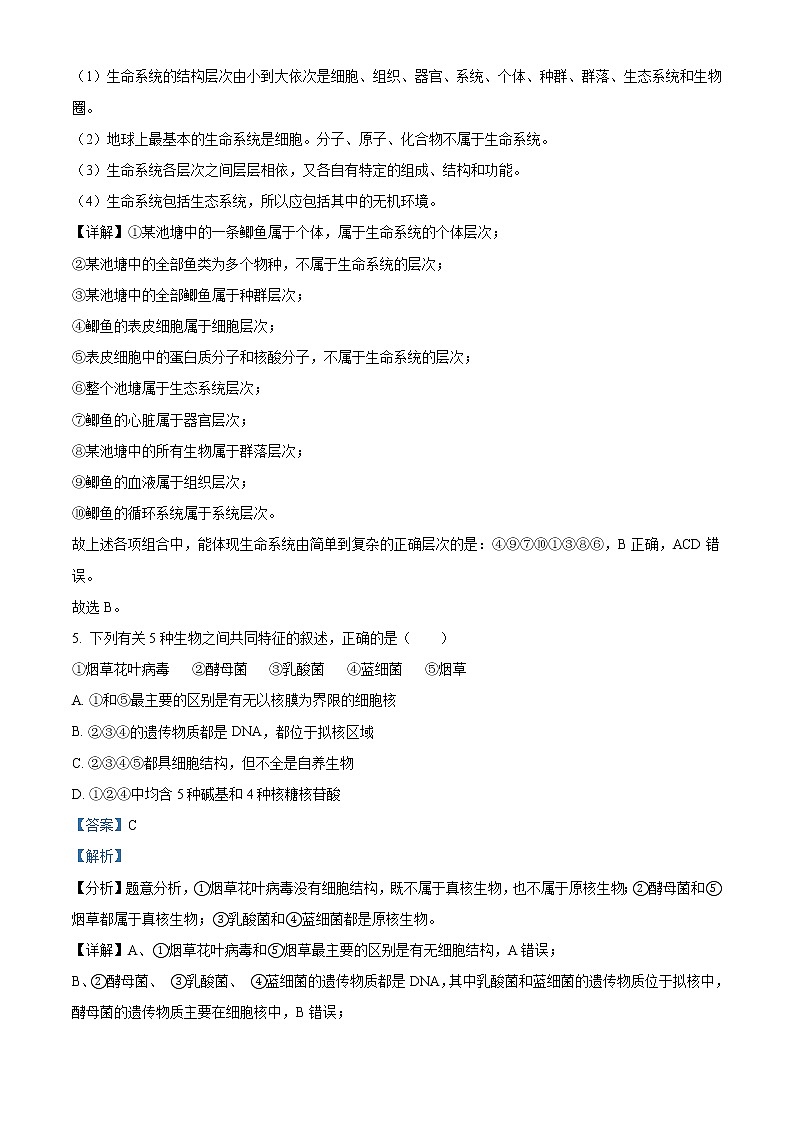2022-2023学年广东省深圳实验学校高中部高一上学期第一阶段考试 生物第3页