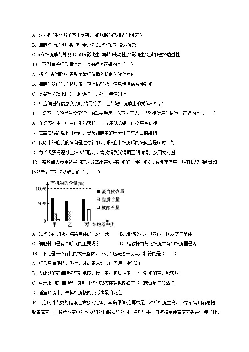 2022-2023学年广西钦州市第四中学高一上学期期末综合训练生物试卷（三）03