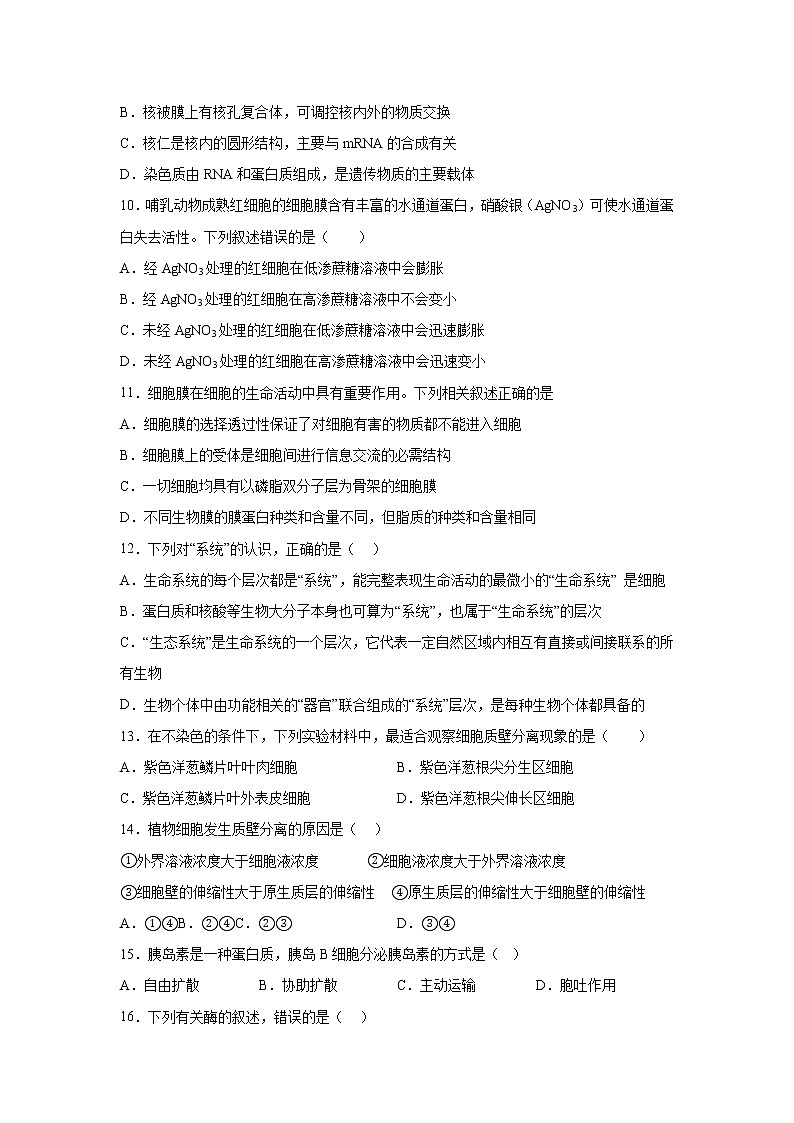 2022-2023学年辽宁省盘锦市兴隆台区高一上学期期末考试生物学试题（Word版含答案）03