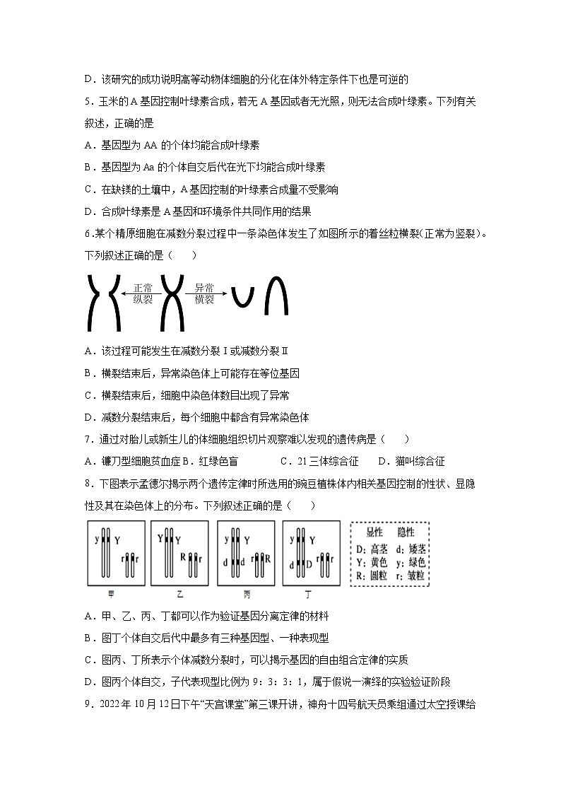 2023届广东省茂名高州市高三第一次模拟考试生物试题（解析版）02