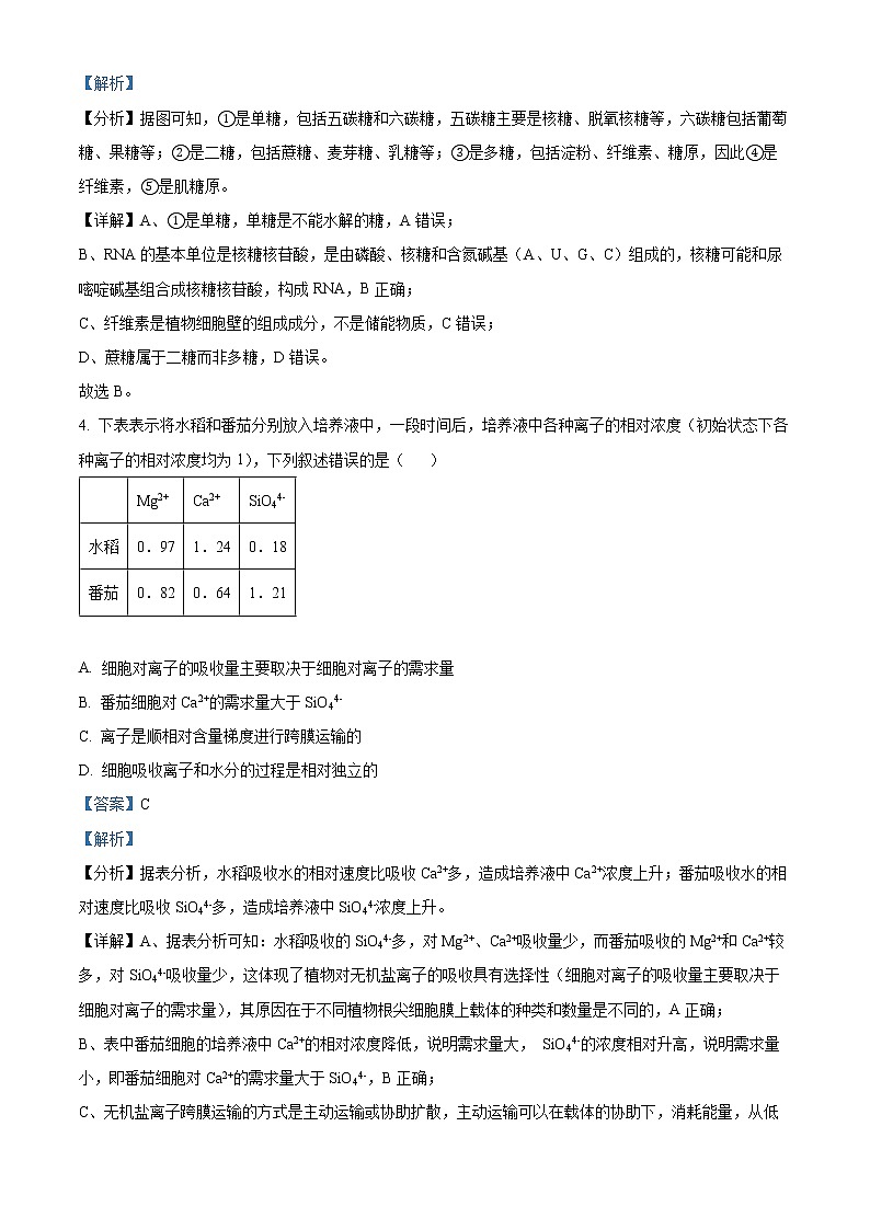 2022-2023学年湖南省常德市临澧县一中高一上学期期末生物试题（解析版）03