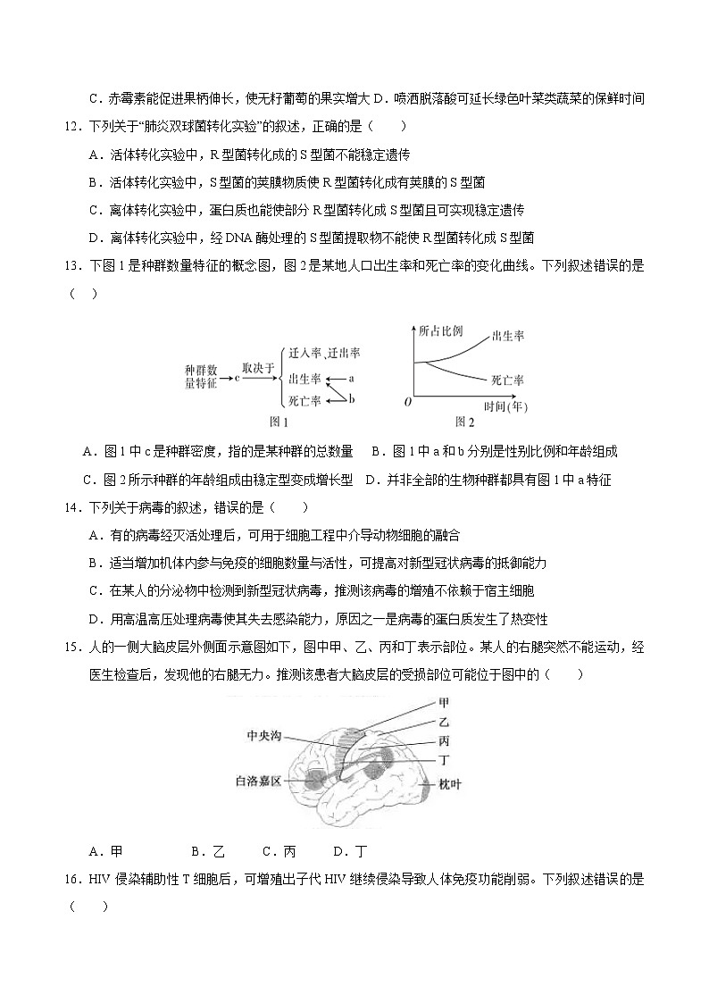 2023宁波北仑中学高二下学期开学考试生物含答案03